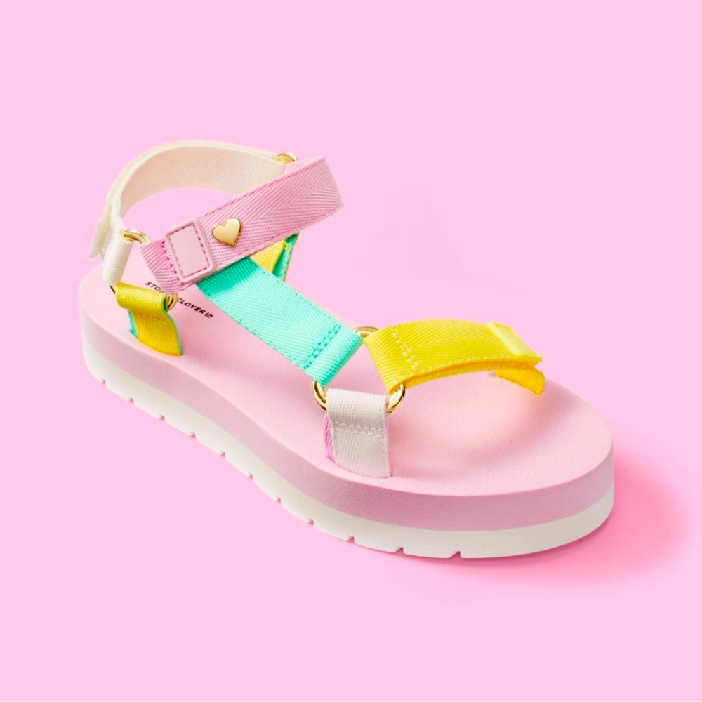 NWT Sandals - Stoney Clover Lane x Target Light Pink/Light Green/Light Yellow 7